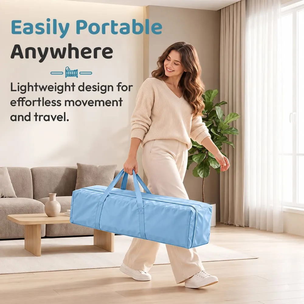 easy portable Cozycove Baby Crib Light Blue