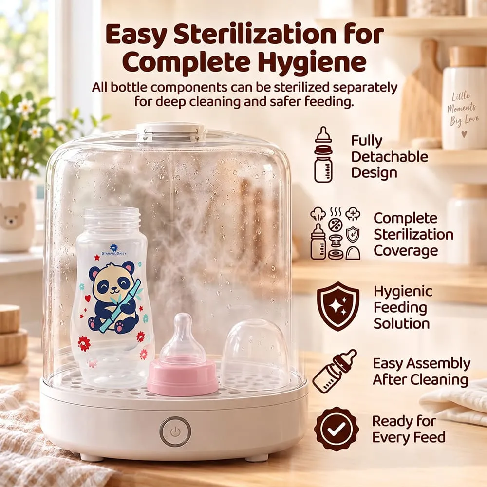 easy sterilize 125ml feeding bottle pink