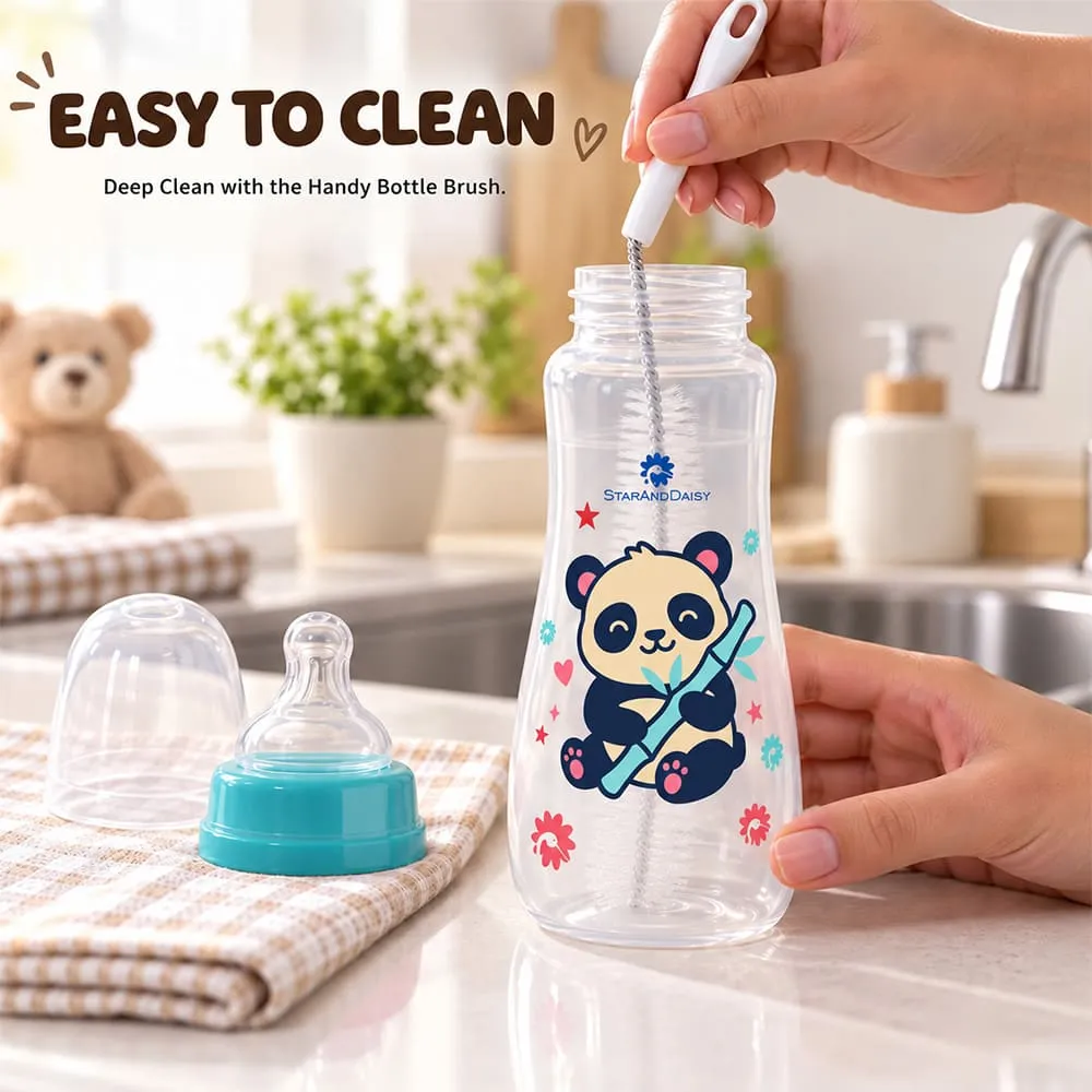 easy to clean 125ml feeding bottle blue