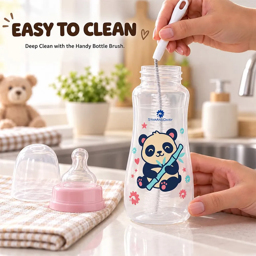 easy to clean 125ml feeding bottle pink