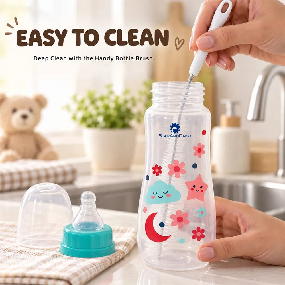 easy to clean Plastic feeding bottle slim neck 250ml green