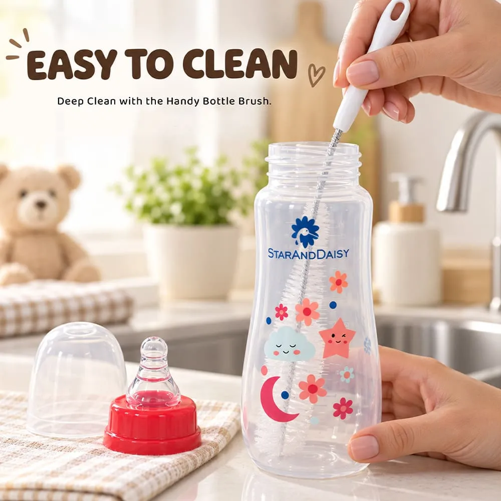 easy to clean Plastic feeding bottle slim neck 250ml red