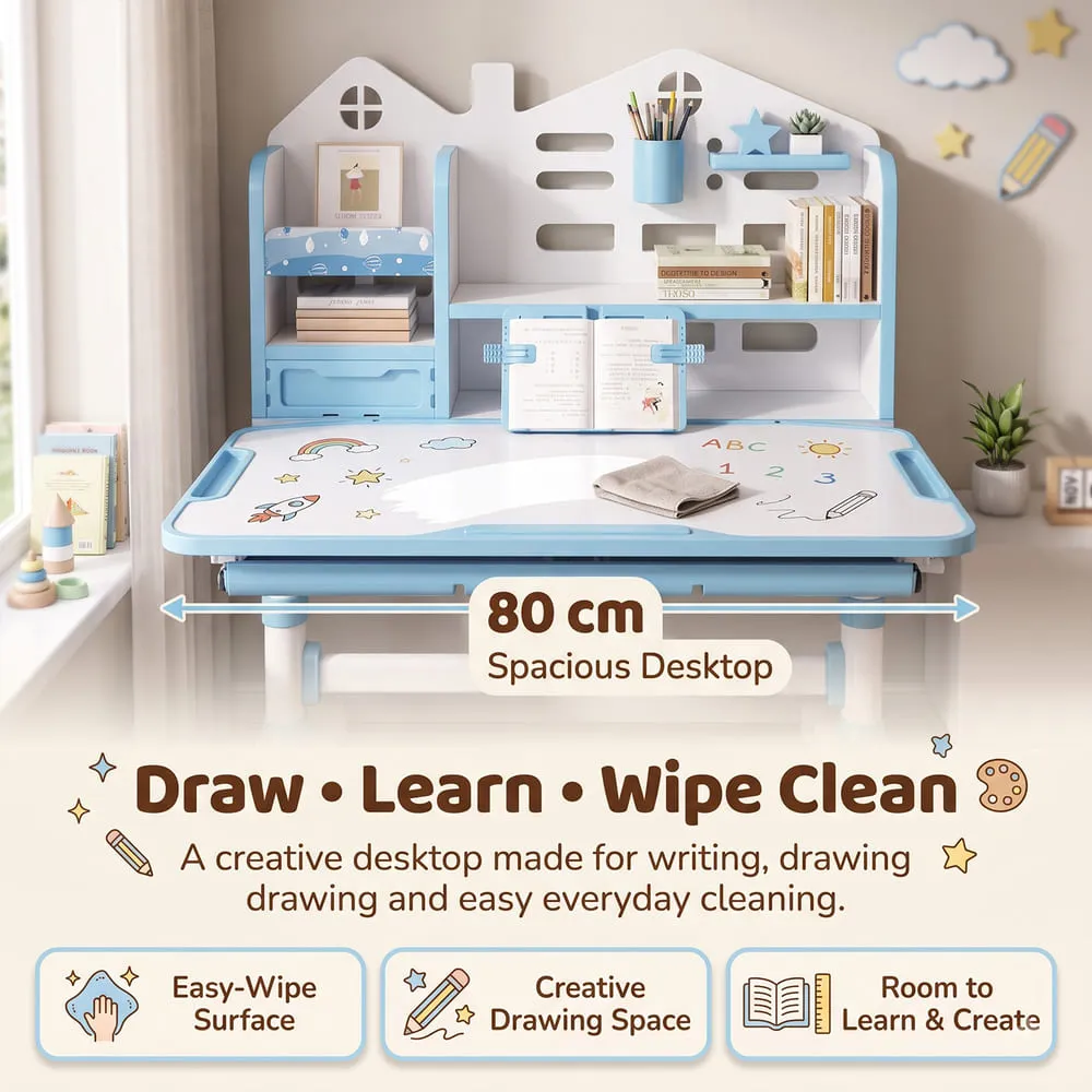 easy to clean Smart Kids Study Table 015 Blue