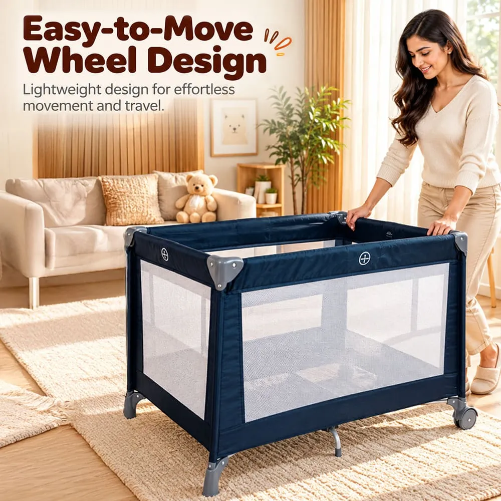 easy to move Baby Playpen Crib Blue