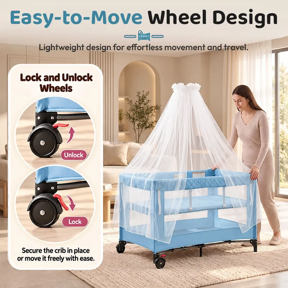 easy to move Cozycove Baby Crib Light Blue