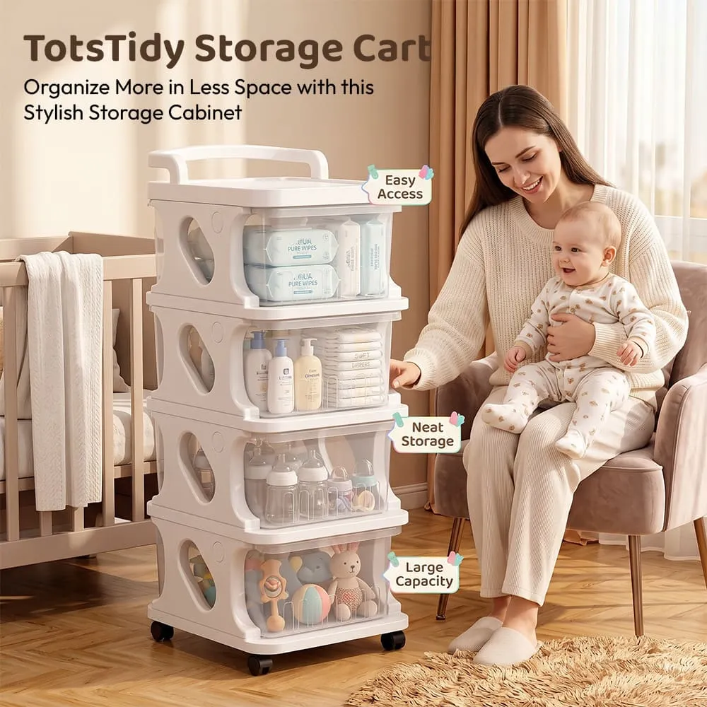 easy to use TotsTidy Storage Cart and Cabinet White
