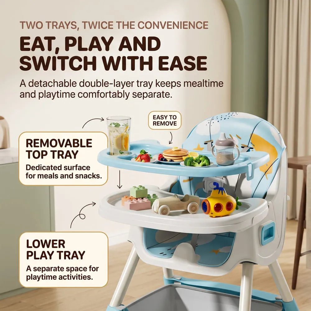 eat and play Tiny taster baby high Chair blue