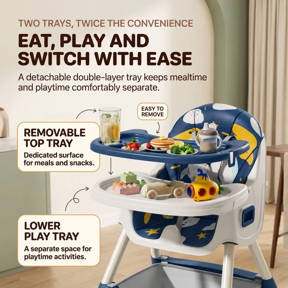 eat play Tiny taster baby high Chair dark blue