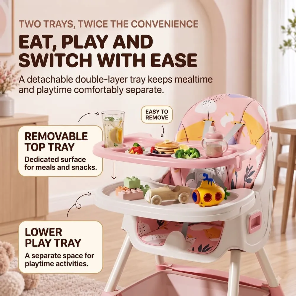 eat play Tiny taster baby high Chair pink