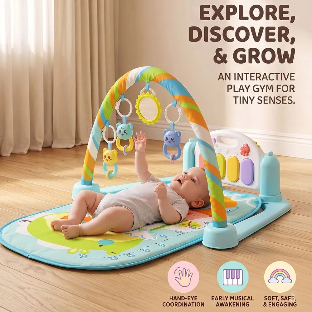 explore with New Baby playgym blue