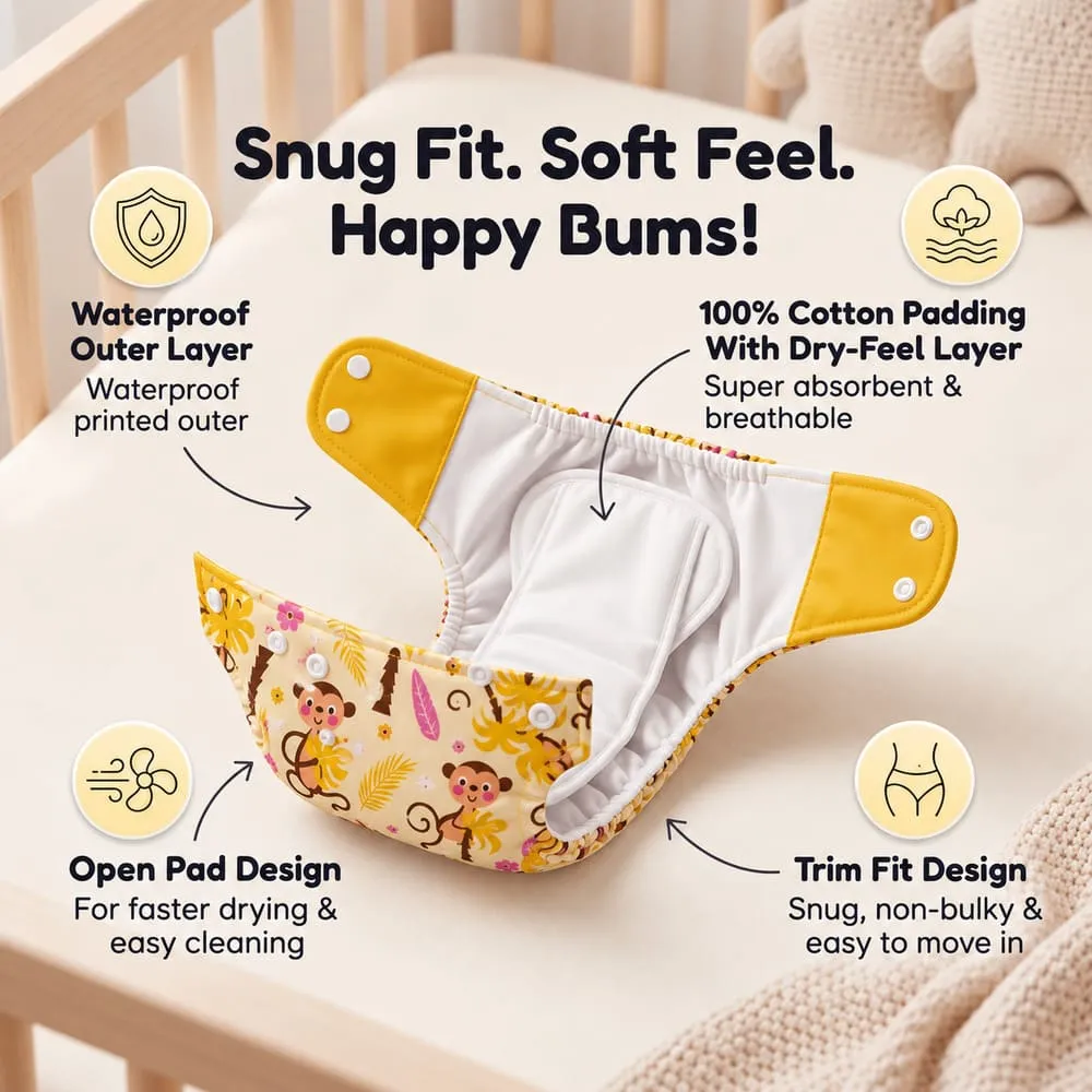 features Baby reusable diaper yellow