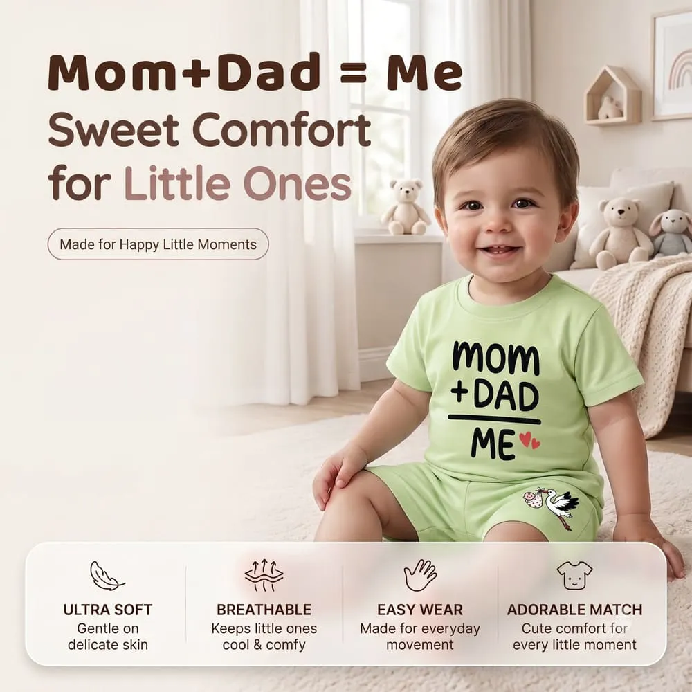baby tshirt green mom dad me