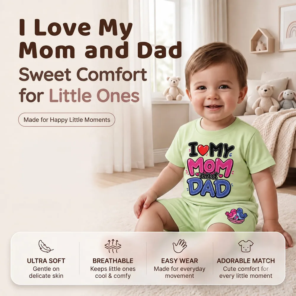 baby tshirt green mom dad