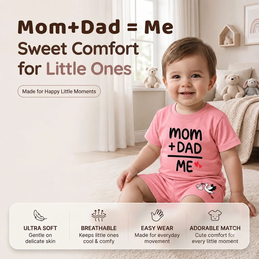 features baby tshirt pink mom dad me