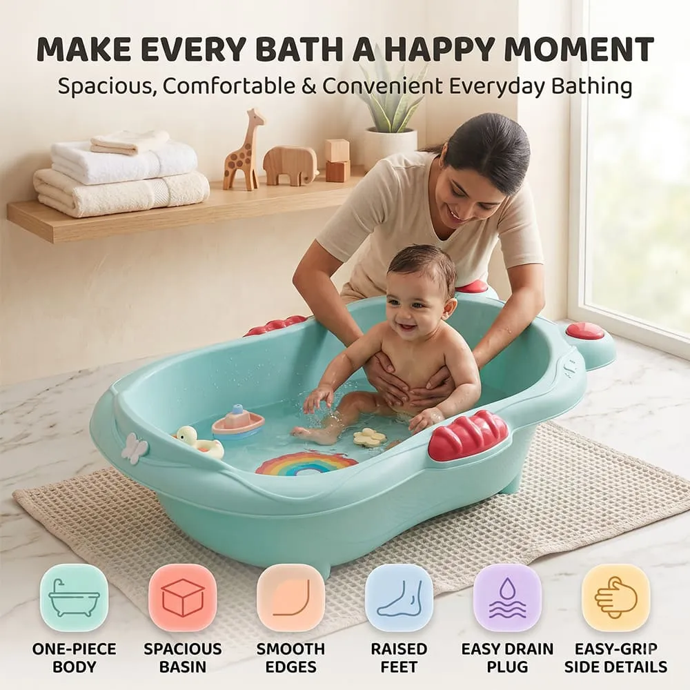 features of AquaNest Baby Bath Tub Green pink