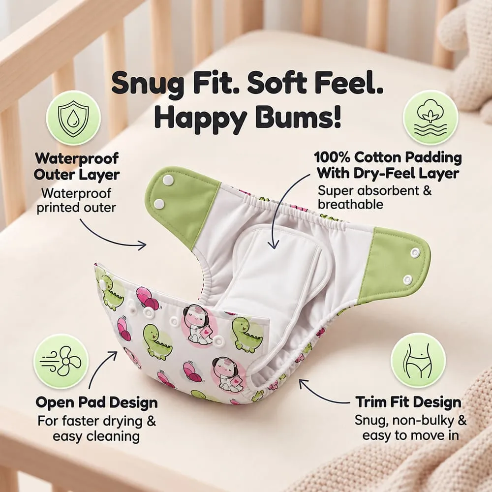 features of Baby reusable diaper green