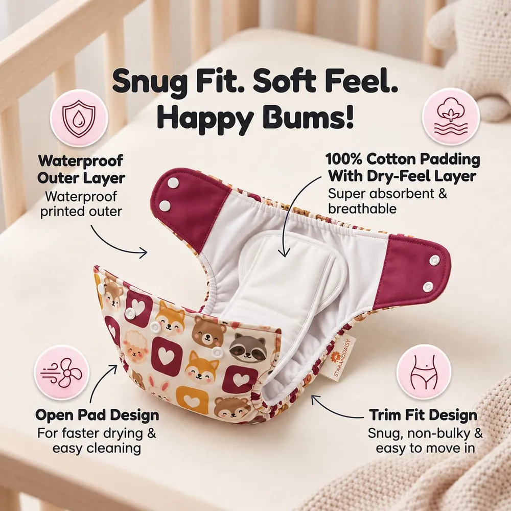 features of Baby reusable diaper maroon