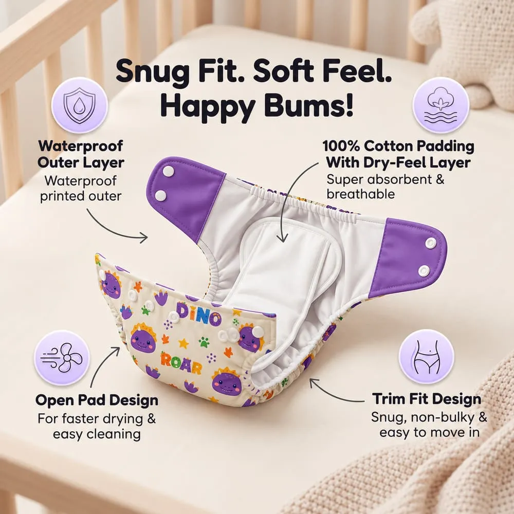 features of Baby reusable diaper purple