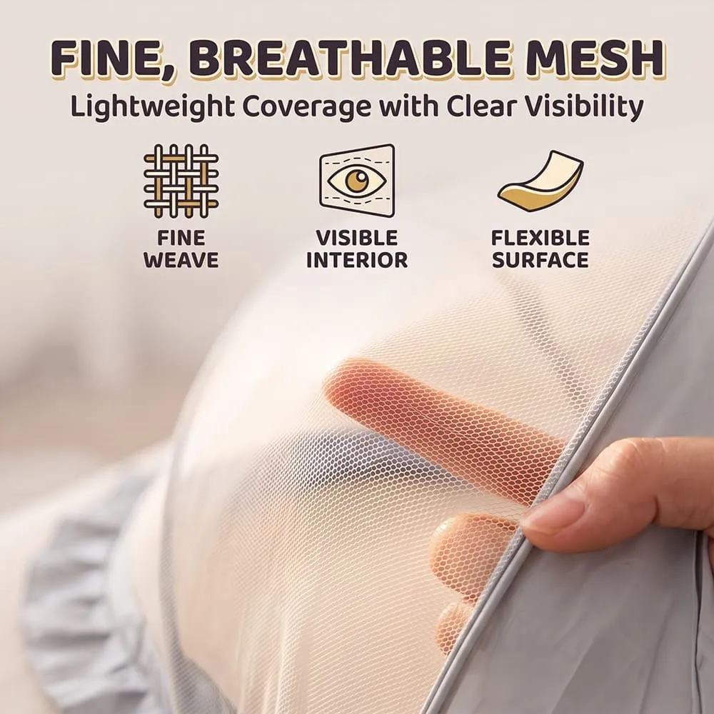 fine breathable fabric baby mosquito net foldable canopy style grey