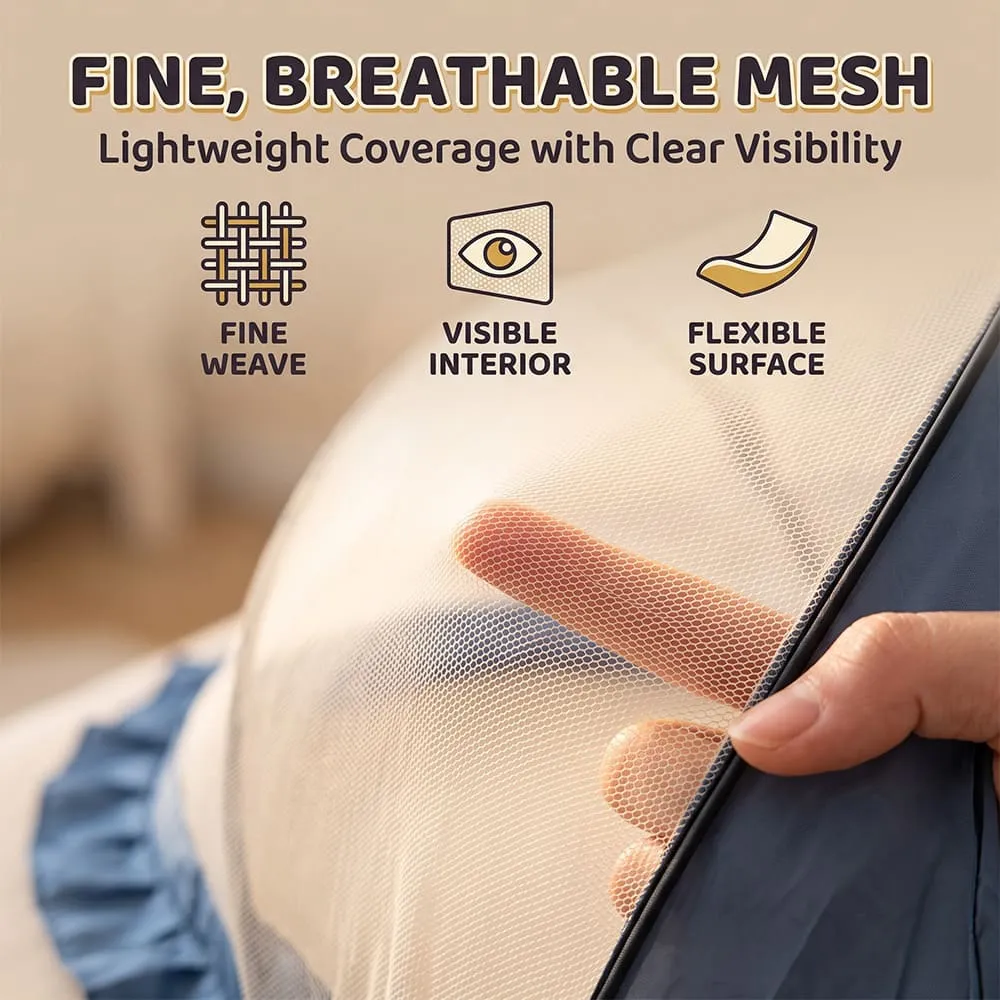 fine breatheable mesh baby mosquito net foldable canopy style blue