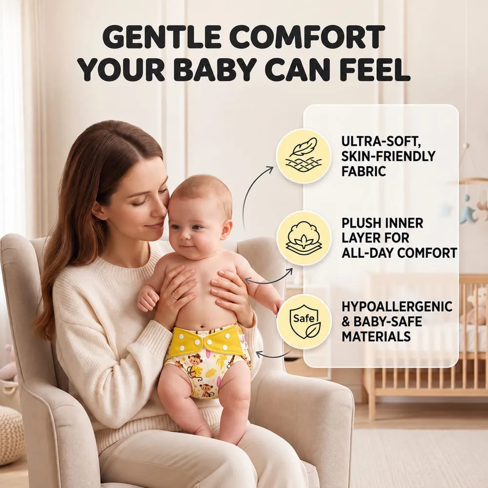 gentle comfort Baby reusable diaper yellow