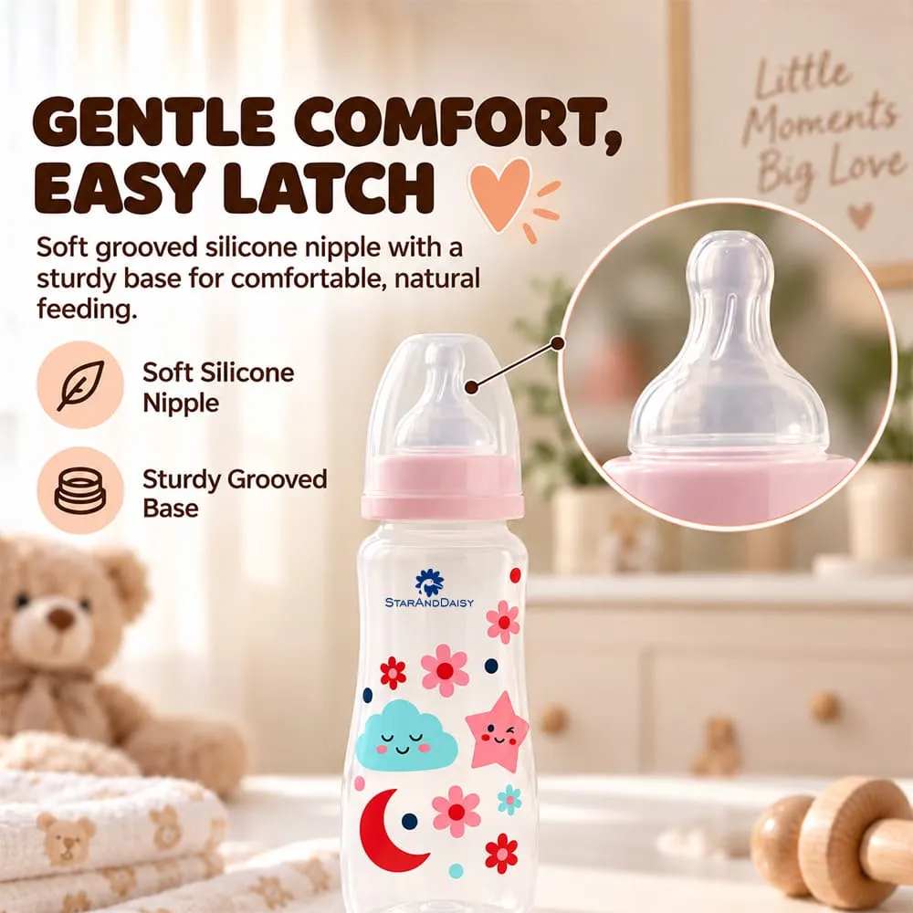 gentle comfort Plastic feeding bottle slim neck 250ml pink