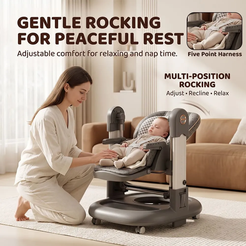 gentle rocking Tinytrek 3 in 1 Modular Baby High Chair Grey