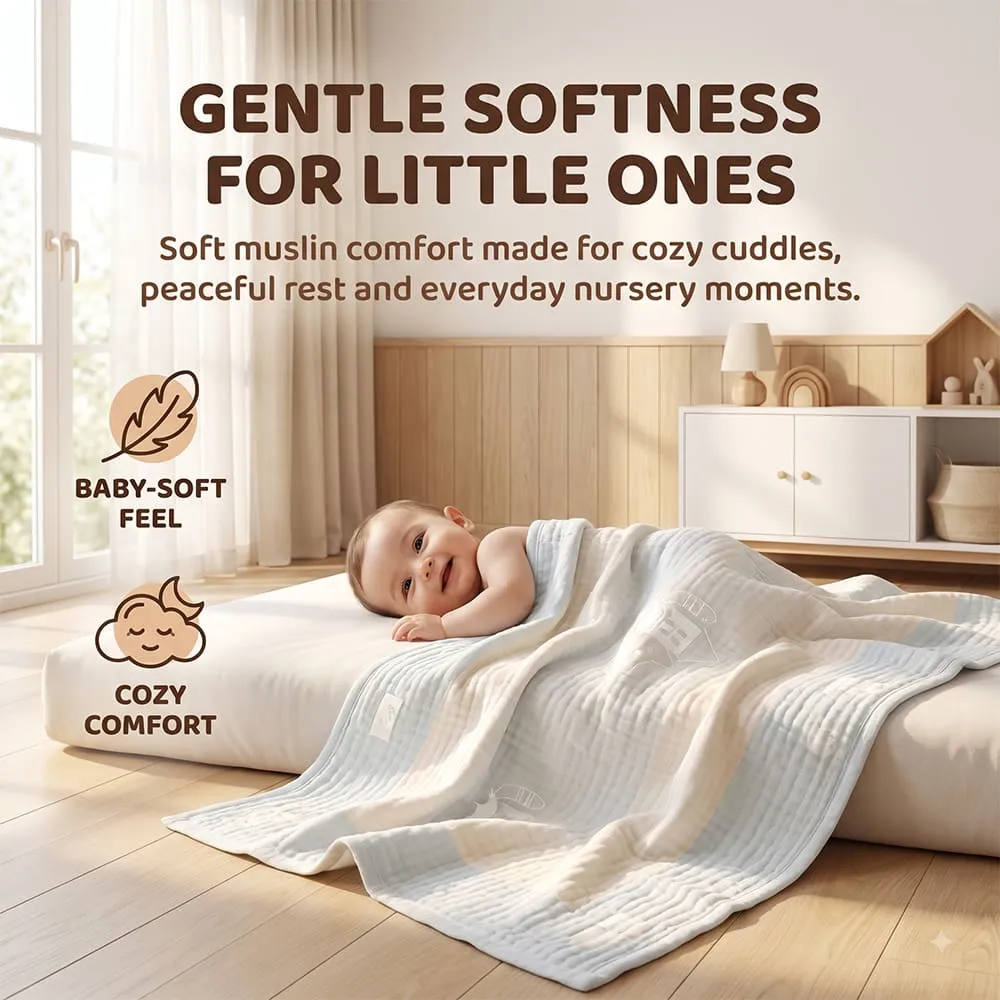 gentle softness Korean Muslin Blanket Cat print