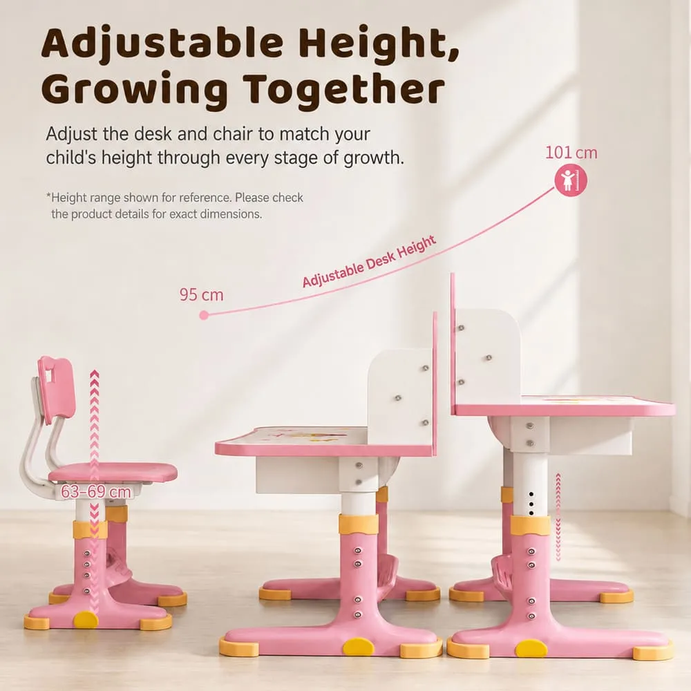 growing adjustable height 603 Kids Study Table pink