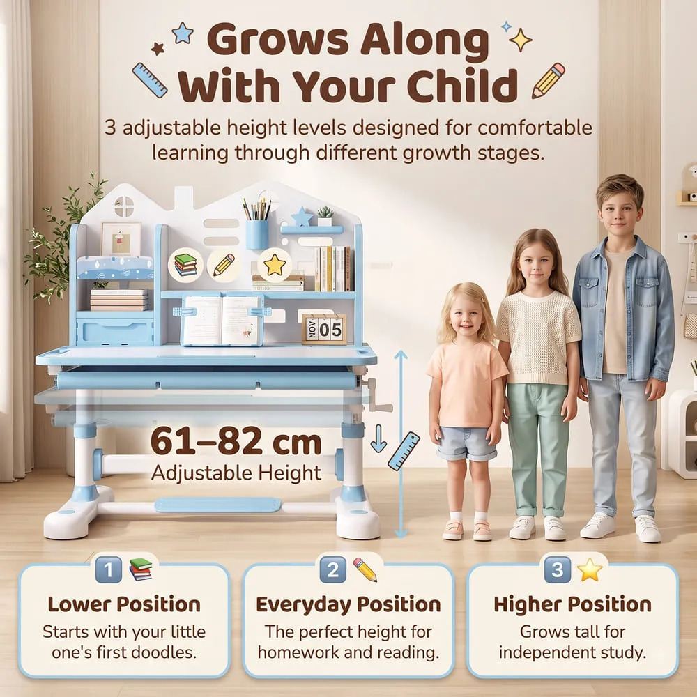 grows along with your child Smart Kids Study Table 015 Blue