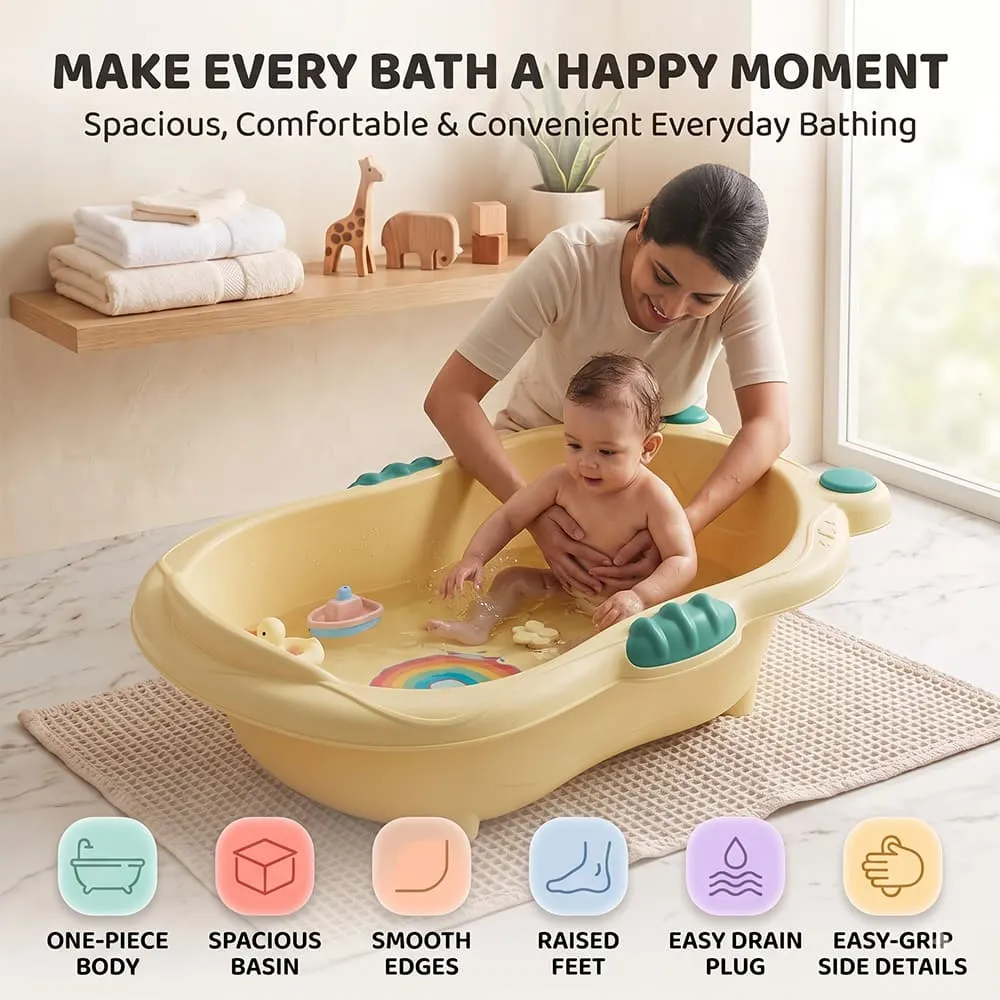 happy moment Aqua Nest Baby Bathtub without leg without Wheel yellow green