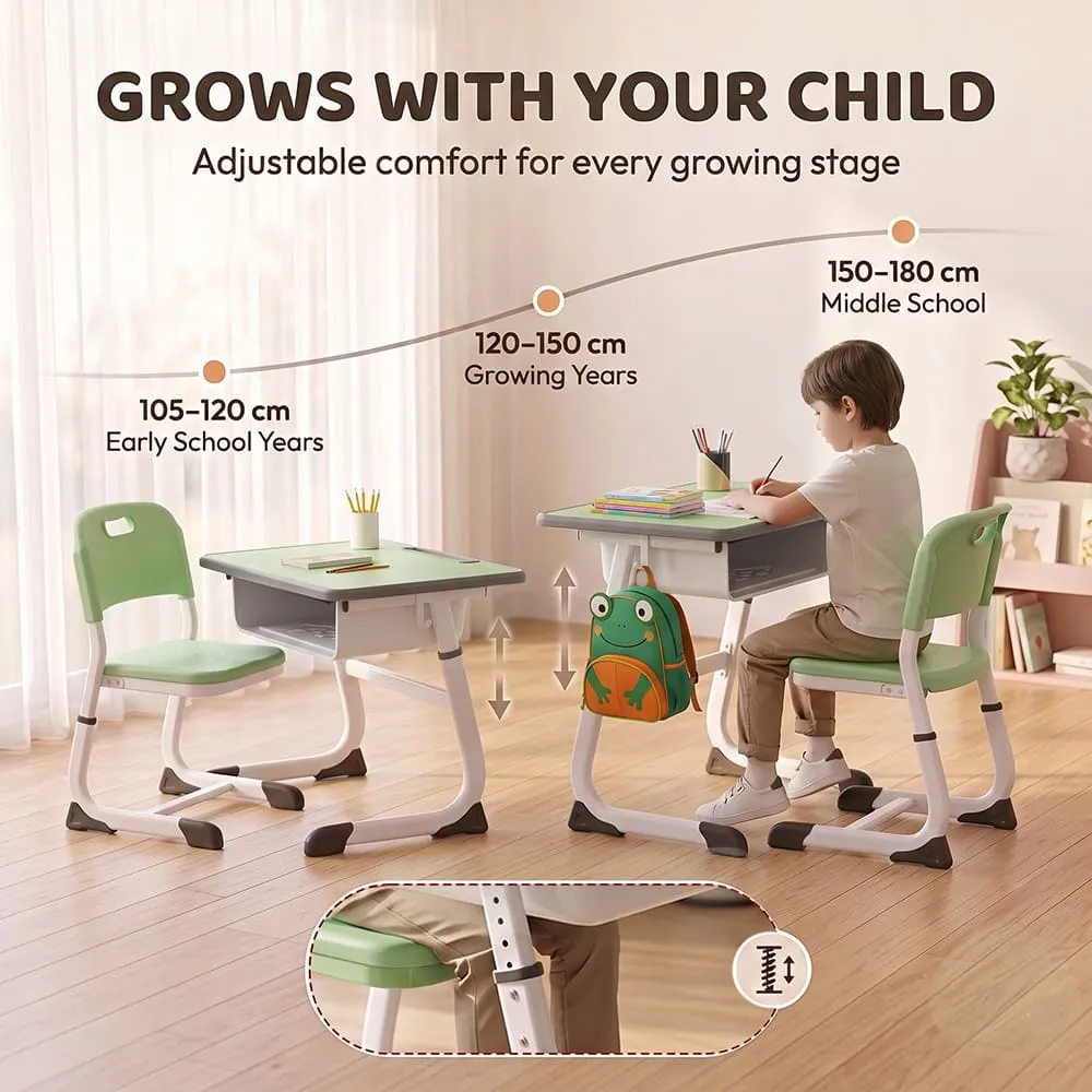height adjustable Smart Kids Study table light green