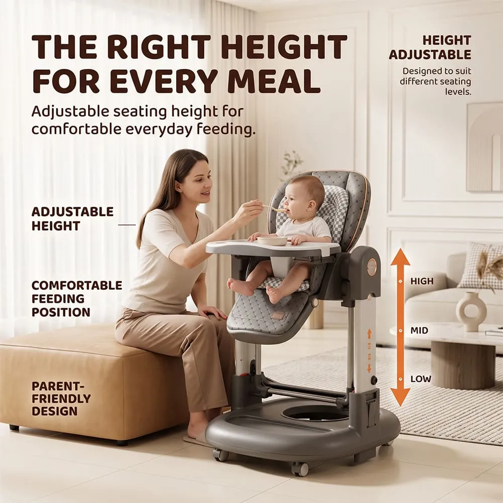 height adjustable Tinytrek 3 in 1 Modular Baby High Chair Grey