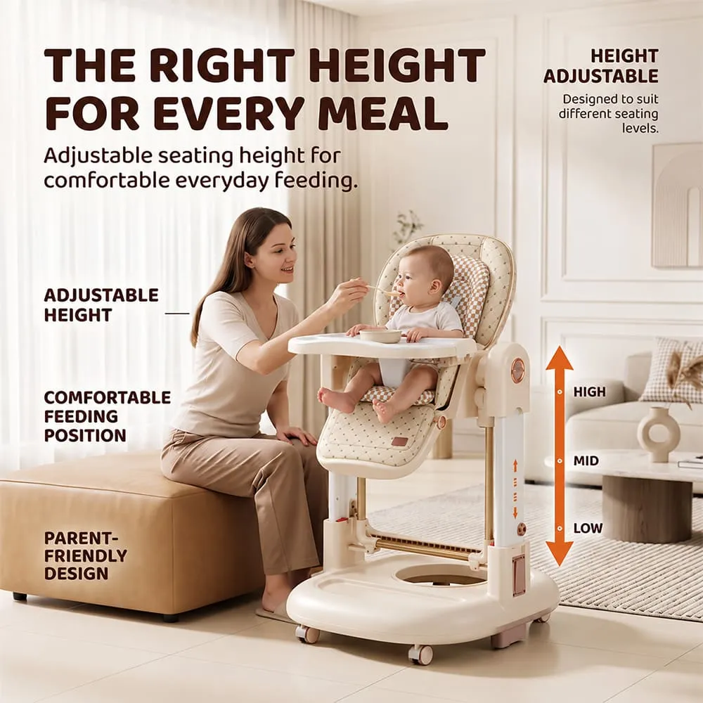 height adjustable Tinytrek 3 in 1 Modular Baby High Chair Khaki