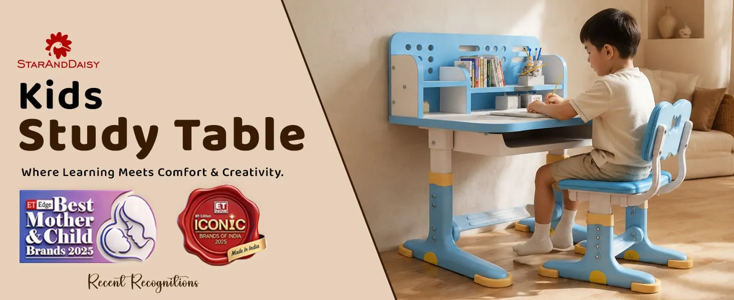 Height-Adjustable Kids Study Table and Chair Set