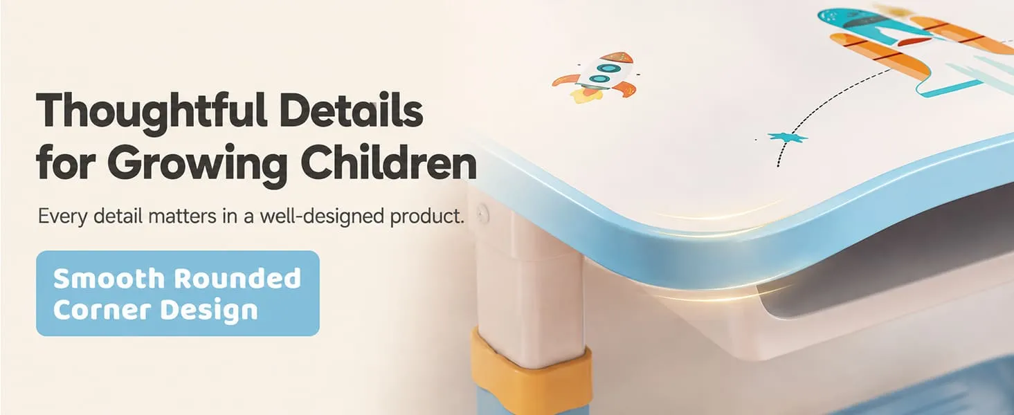 Height-Adjustable Kids Study Table and Chair Set