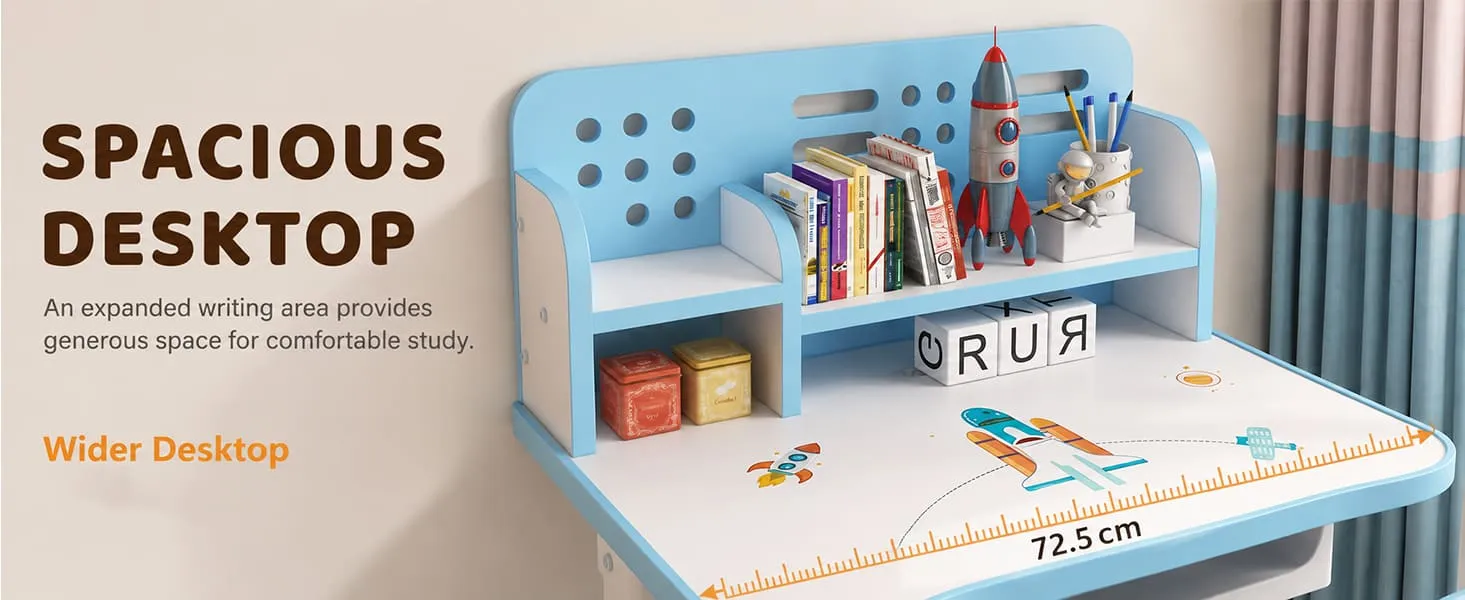 Height-Adjustable Kids Study Table and Chair Set