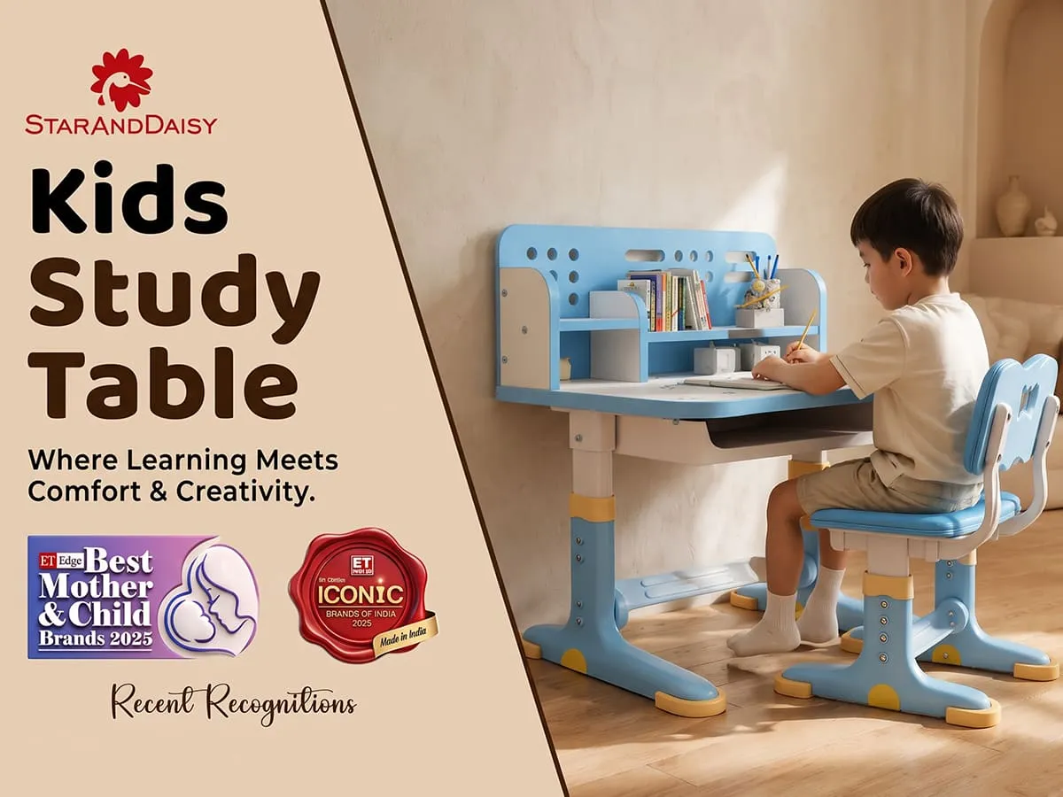 Height-Adjustable Kids Study Table and Chair Set