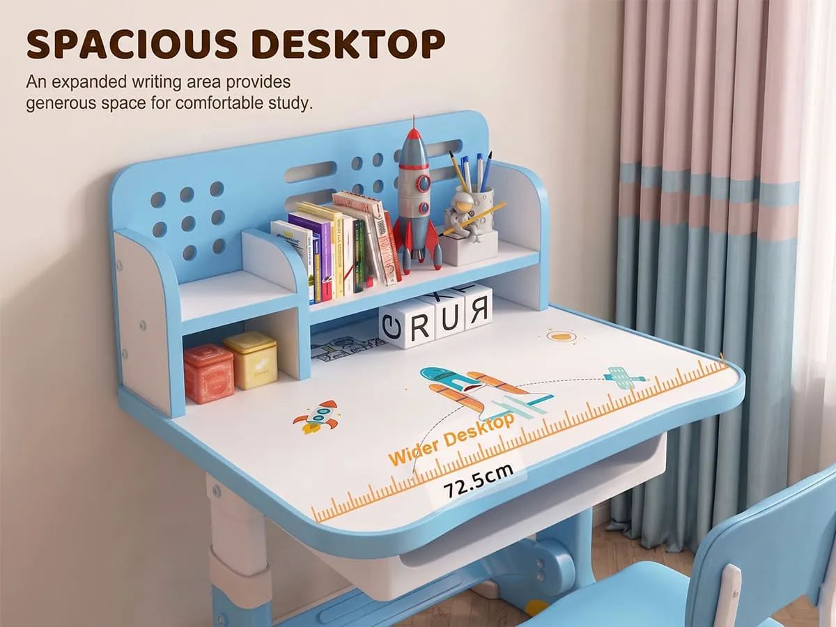 Height-Adjustable Kids Study Table and Chair Set