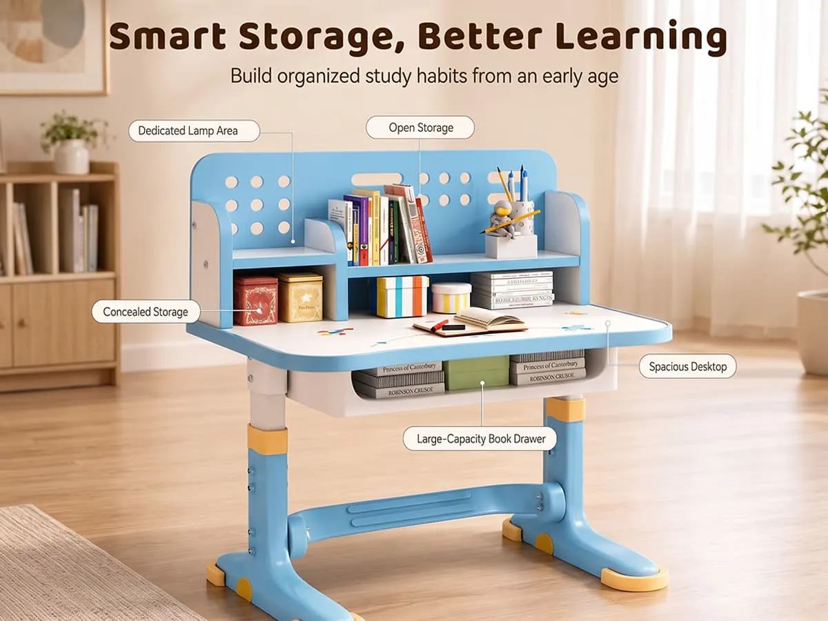 Height-Adjustable Kids Study Table and Chair Set