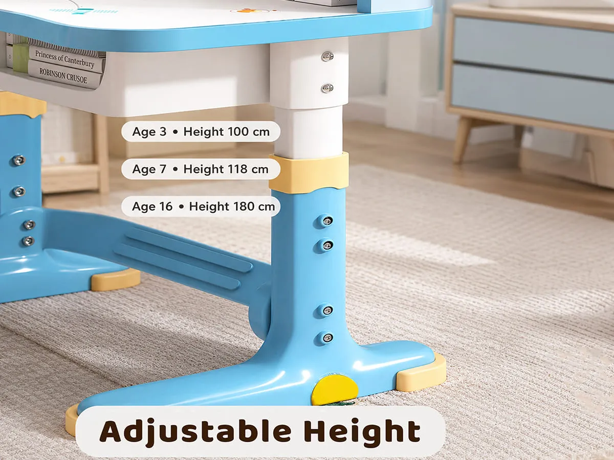 Height-Adjustable Kids Study Table and Chair Set