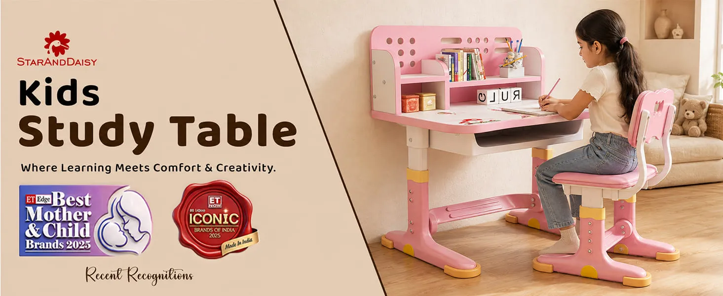 Height-Adjustable Kids Study Table and Chair Set