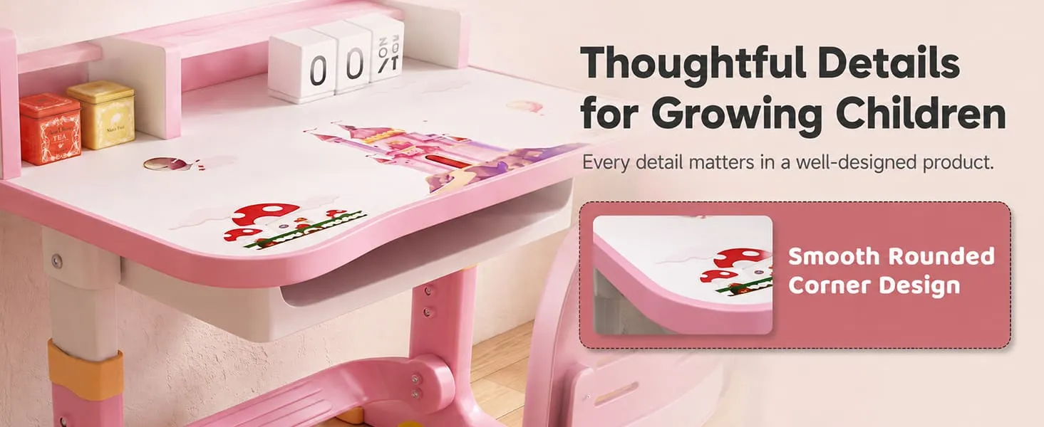 Height-Adjustable Kids Study Table and Chair Set