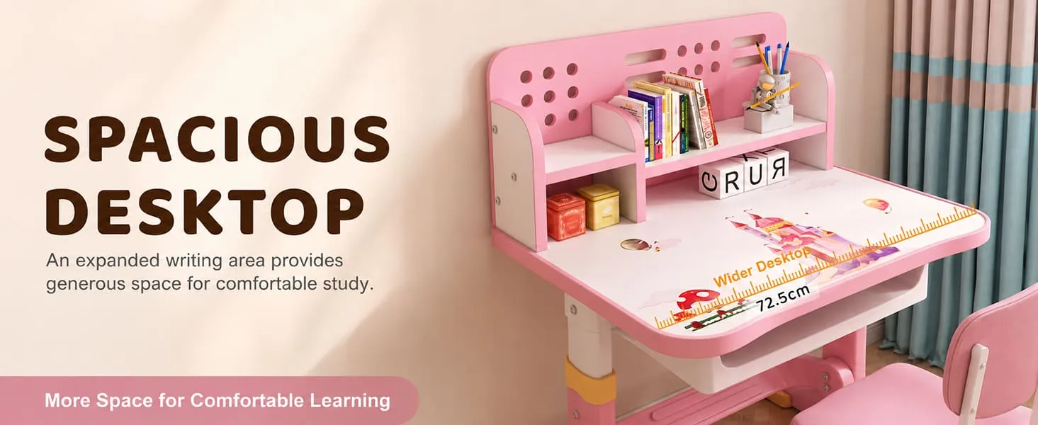 Height-Adjustable Kids Study Table and Chair Set