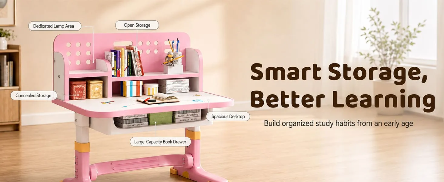 Height-Adjustable Kids Study Table and Chair Set