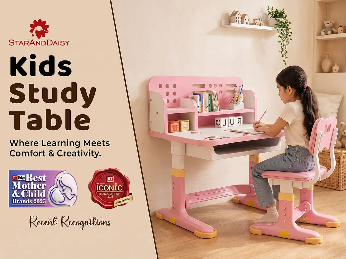 Height-Adjustable Kids Study Table and Chair Set