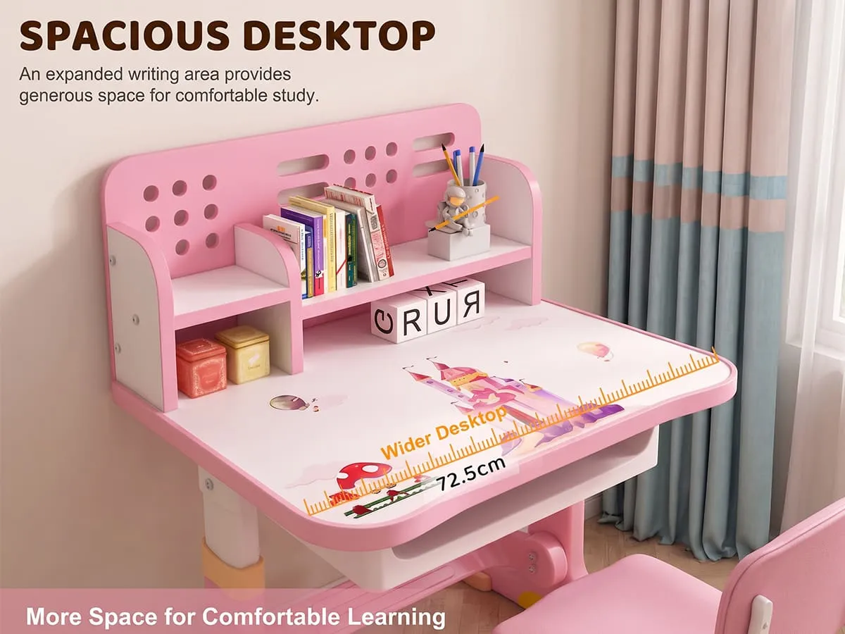 Height-Adjustable Kids Study Table and Chair Set