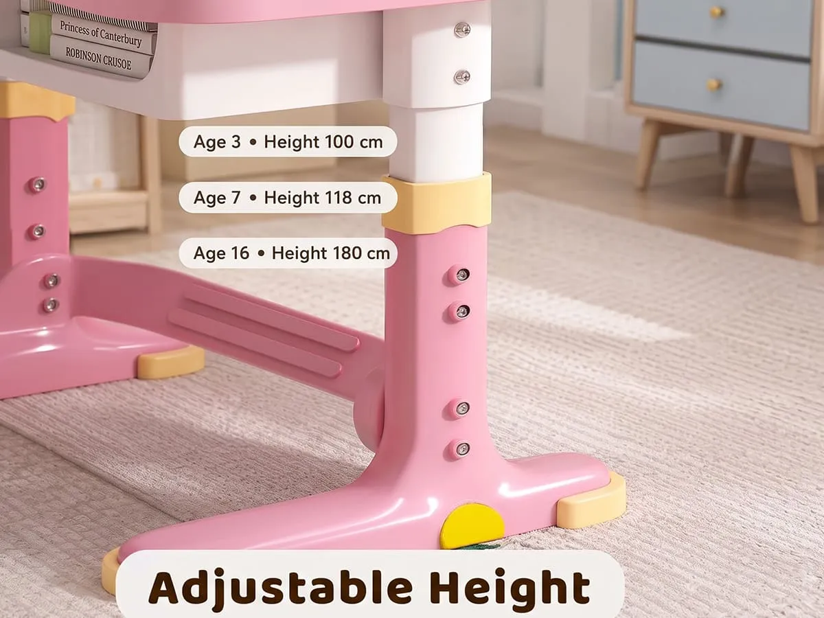 Height-Adjustable Kids Study Table and Chair Set