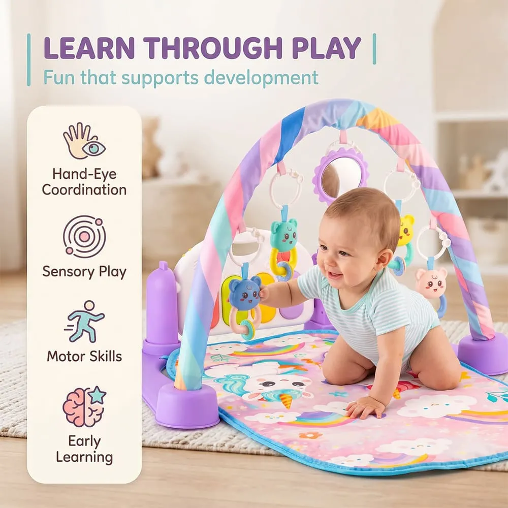 learn through play features New Baby playgym purple