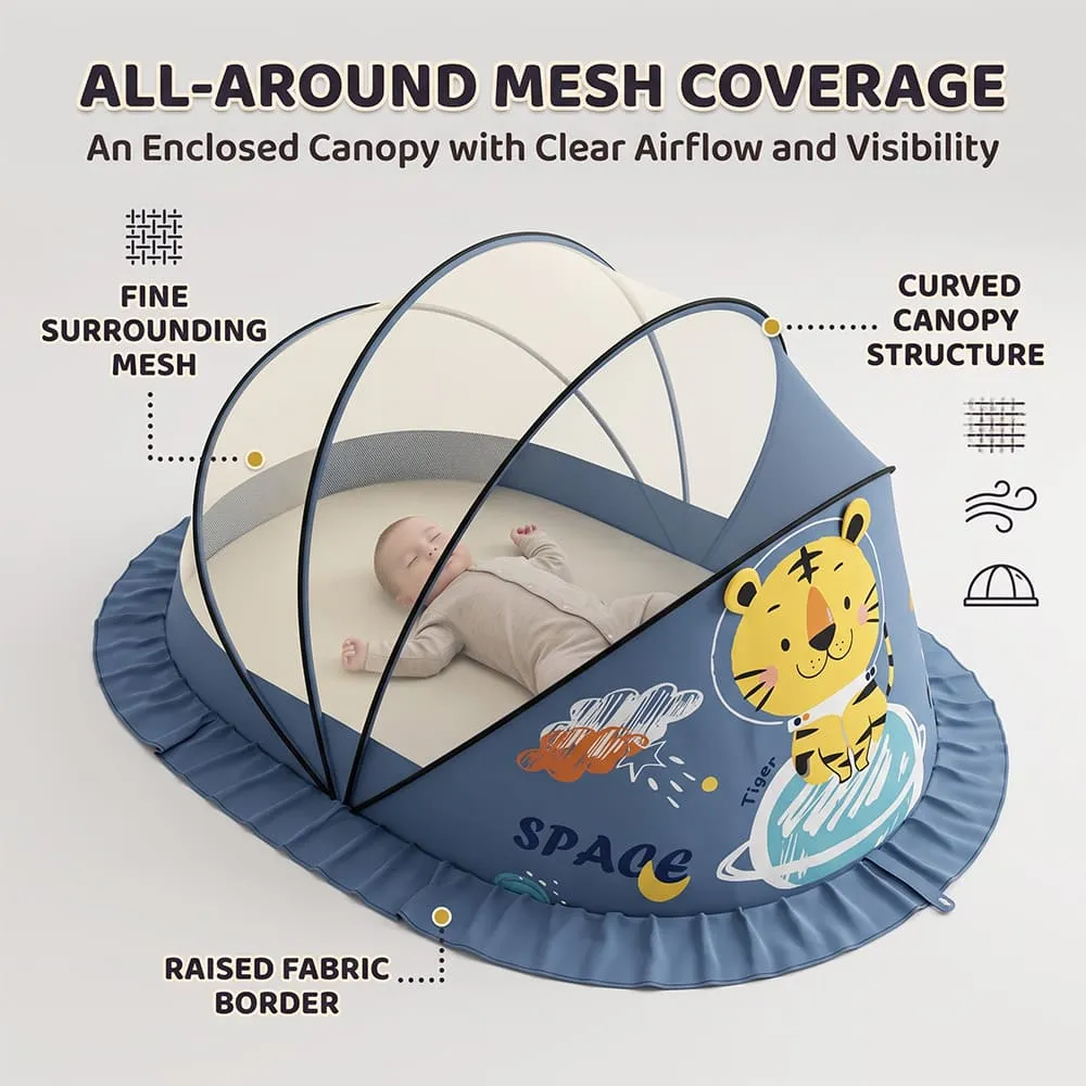 mesh coverage baby mosquito net foldable canopy style blue